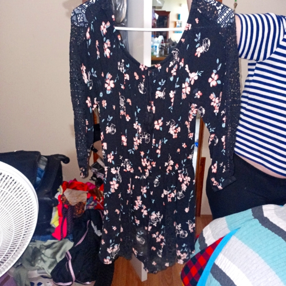 Black floral romper